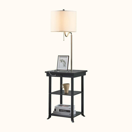 ATAMIN Ava Bedside Table with Lamp and USB-C Charging Station