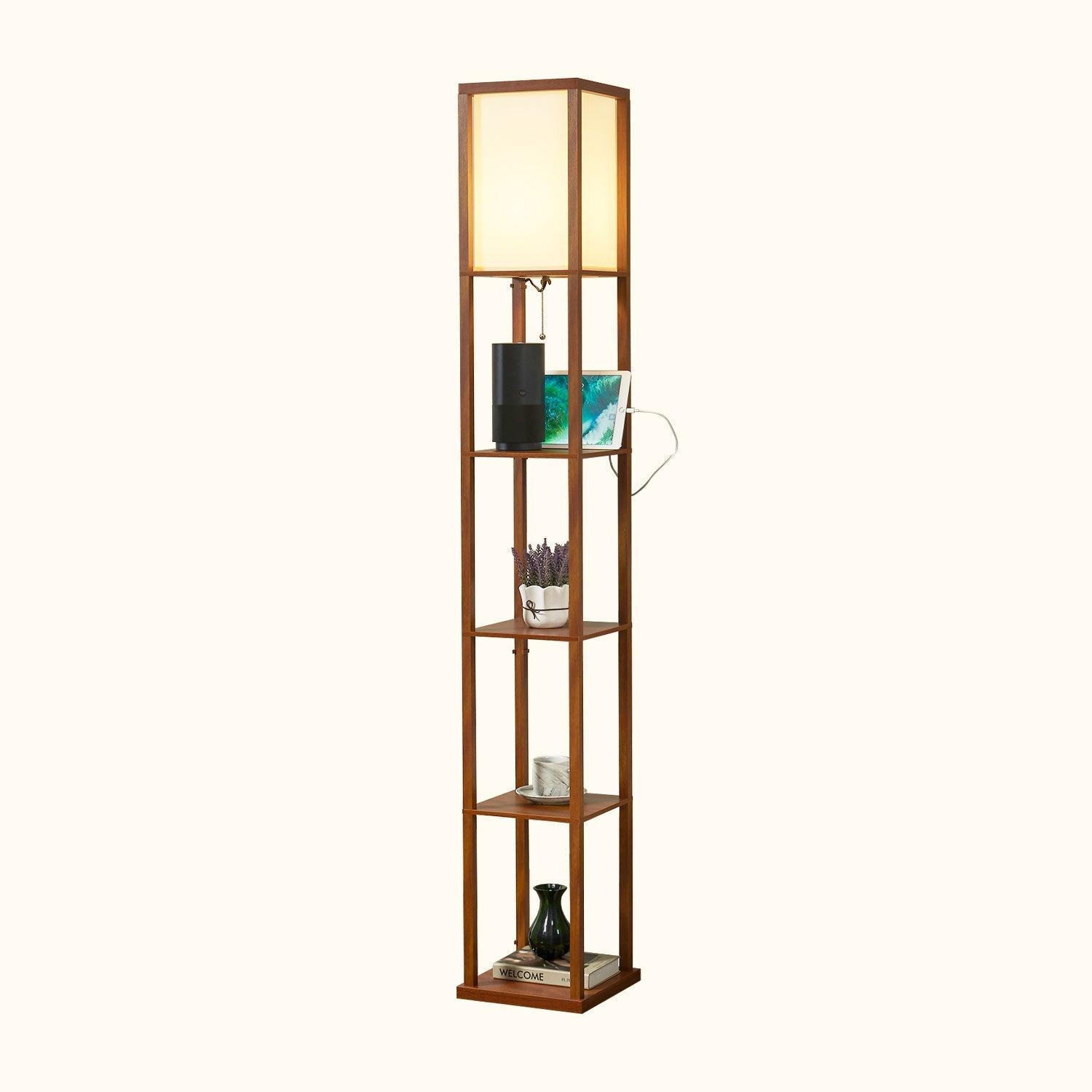 ATAMIN Avery Advanced 72" Floor Lamp With Shelves & USB-C Charging Station