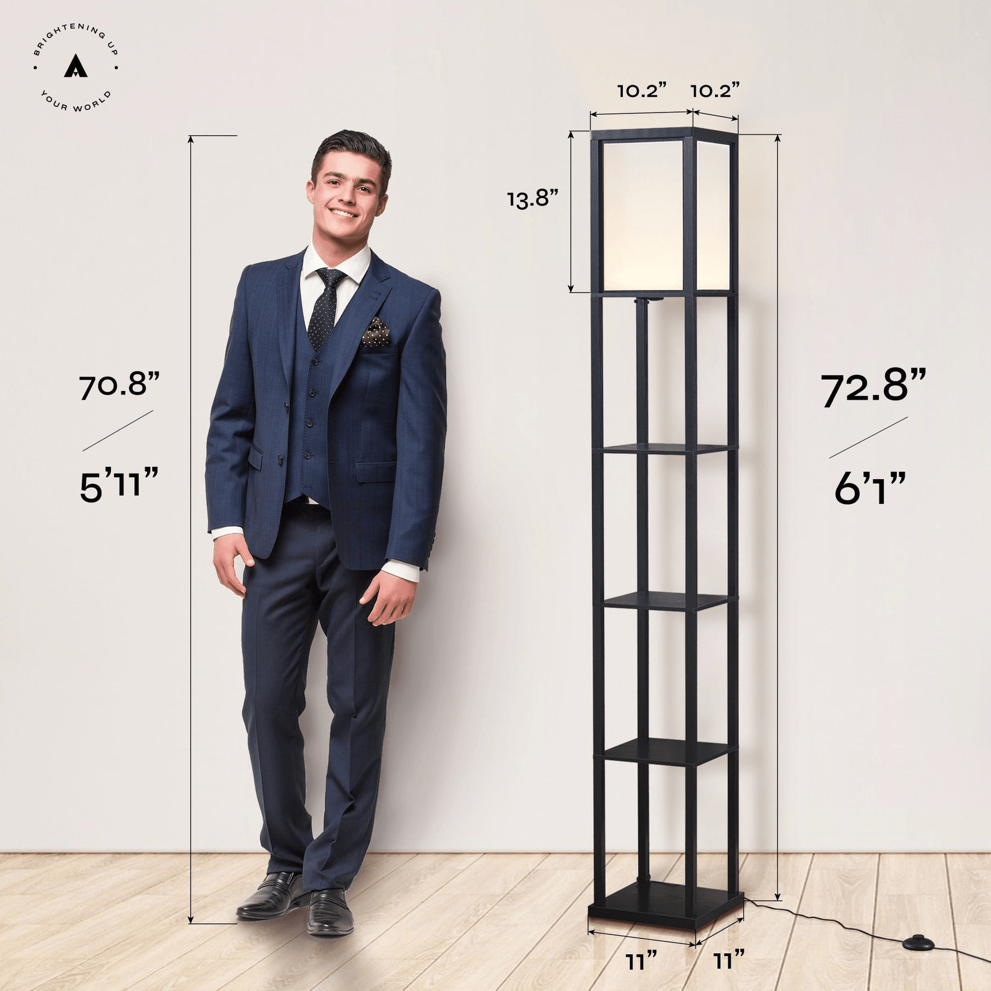ATAMIN Alvin Dimmable Floor Lamp With Shelves & Integrated LED Lighting