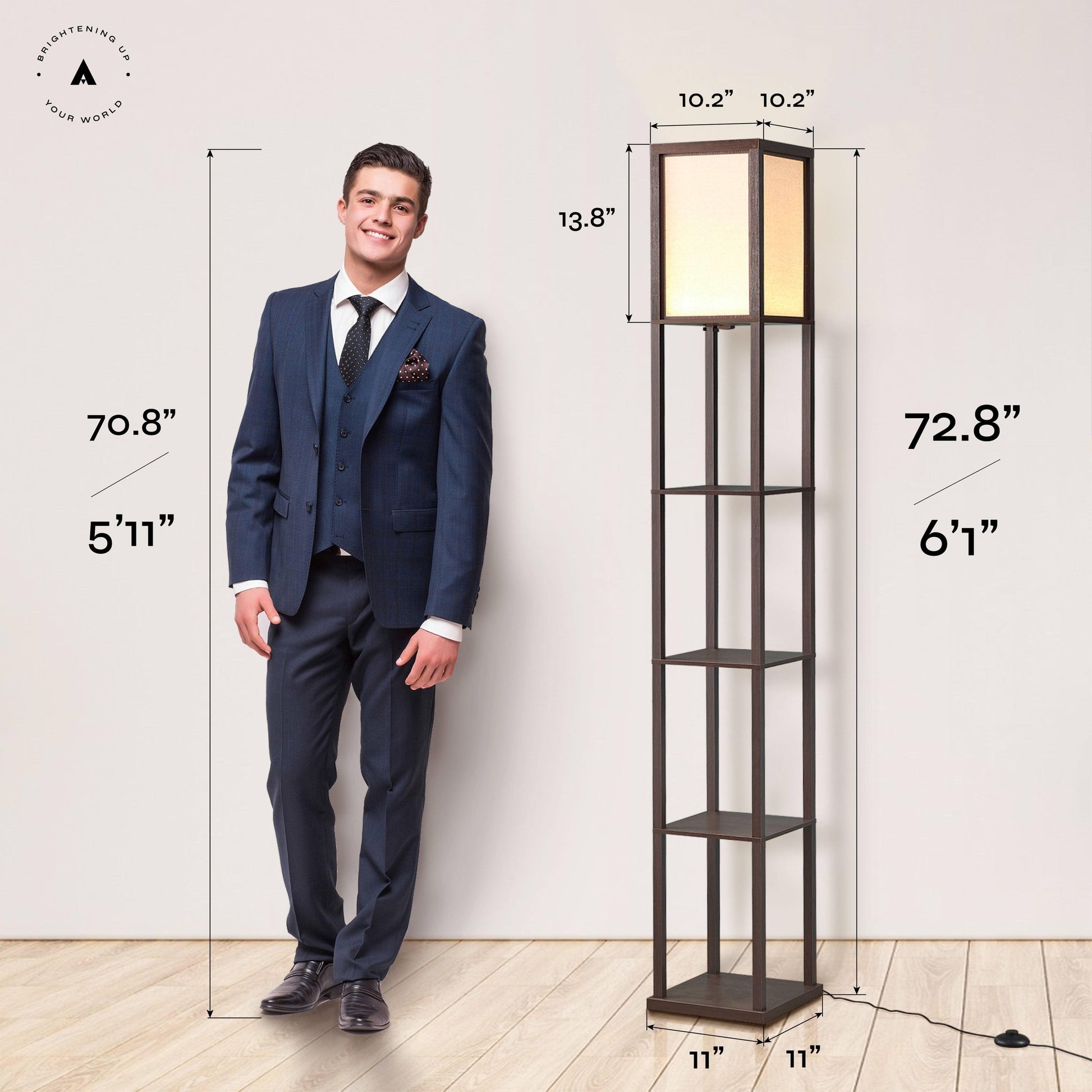 ATAMIN Alvin Dimmable Floor Lamp With Shelves & Integrated LED Lighting