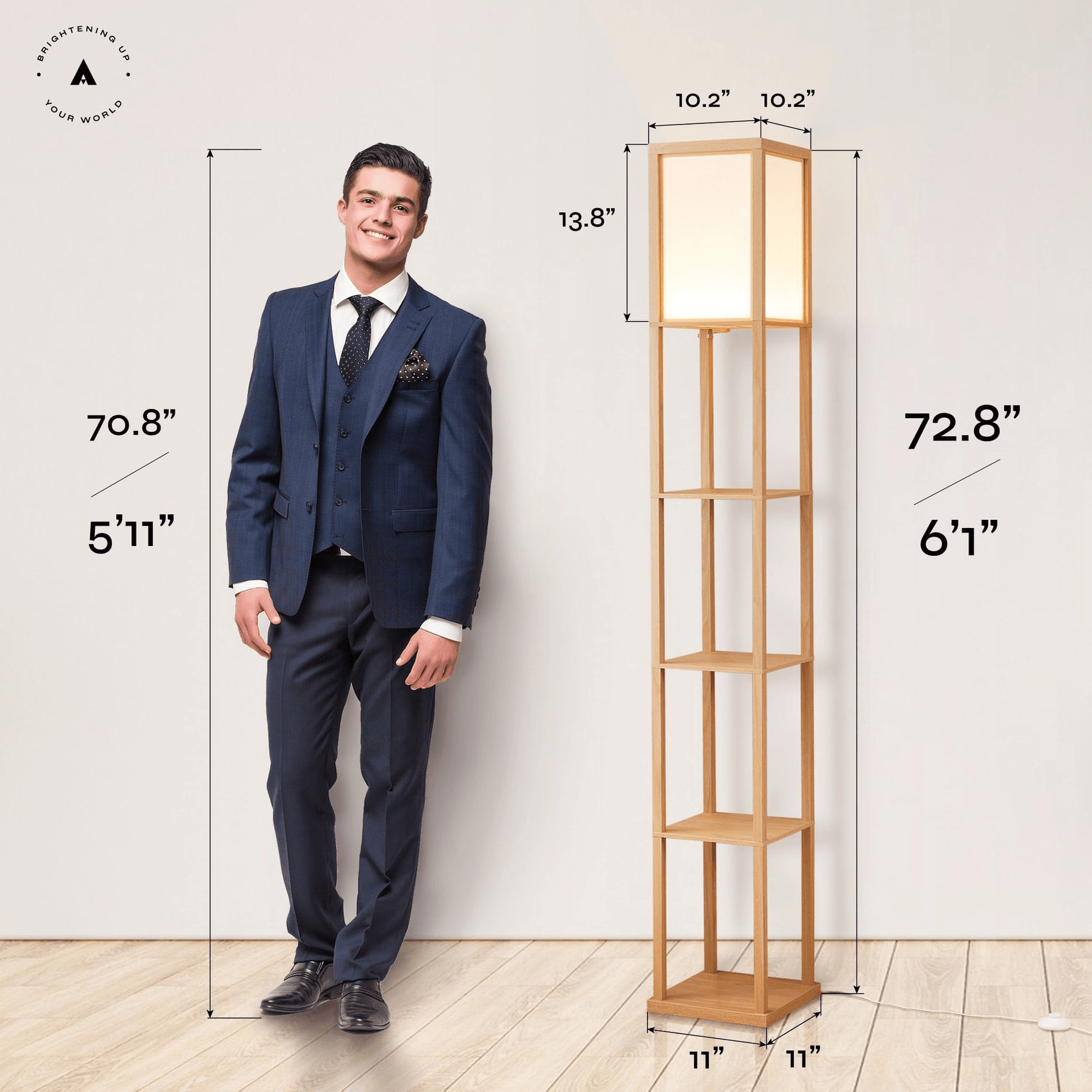 ATAMIN Alvin Dimmable Floor Lamp With Shelves & Integrated LED Lighting
