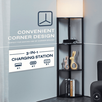 ATAMIN Alvis Edge Charger Edition - Floor Lamp with USB-C Charging Station