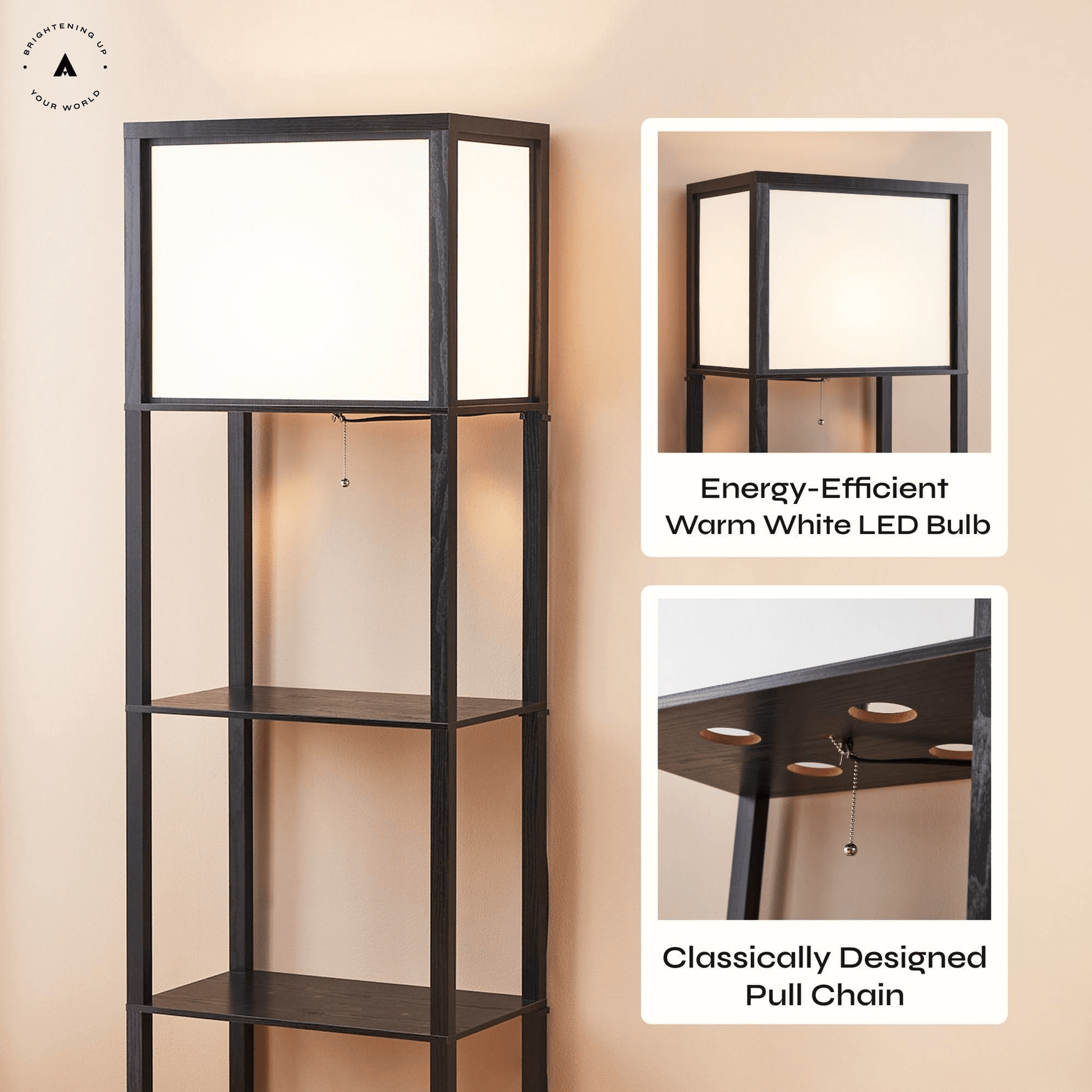 ATAMIN Avery Plus - 63" Floor Lamp with Shelves, LED Bulb Included