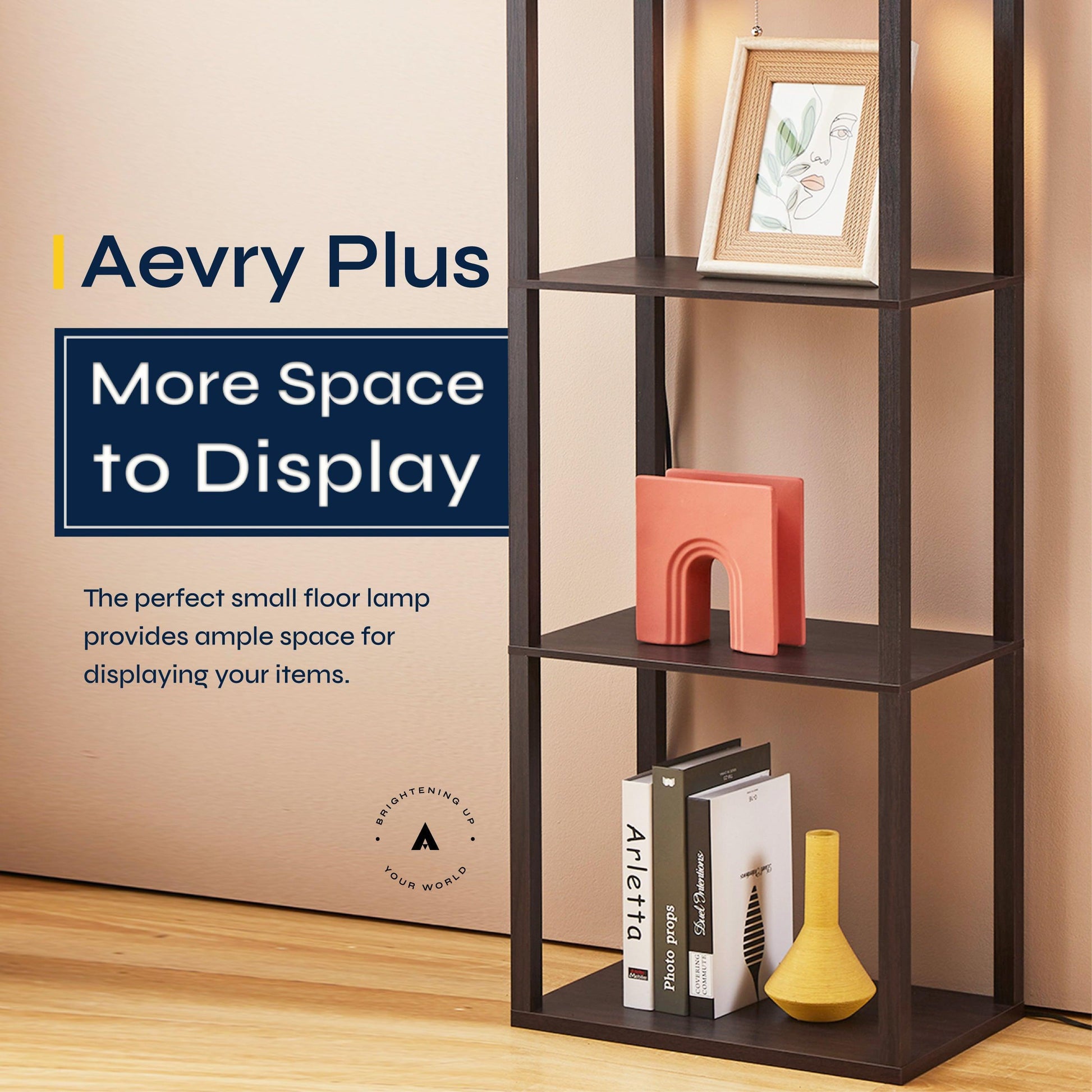 ATAMIN Avery Plus - 63" Floor Lamp with Shelves, LED Bulb Included