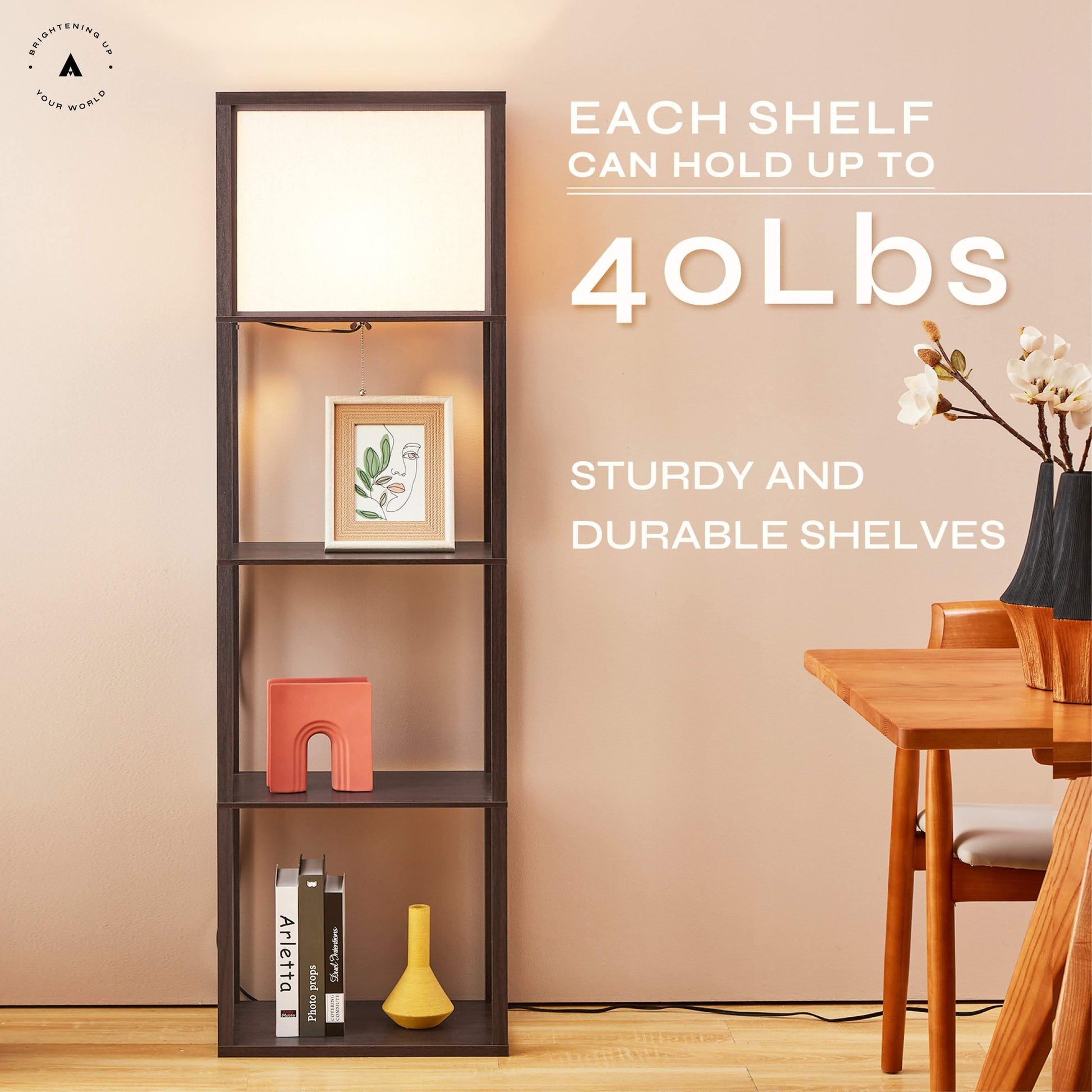 ATAMIN Avery Plus - 63" Floor Lamp with Shelves, LED Bulb Included