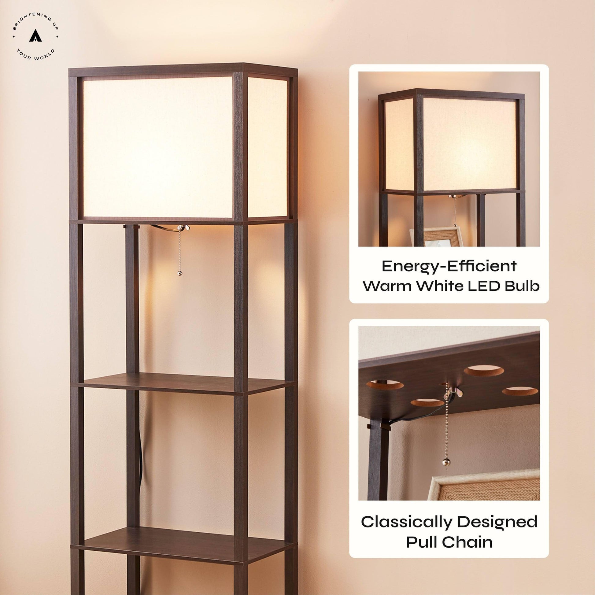 ATAMIN Avery Plus - 63" Floor Lamp with Shelves, LED Bulb Included