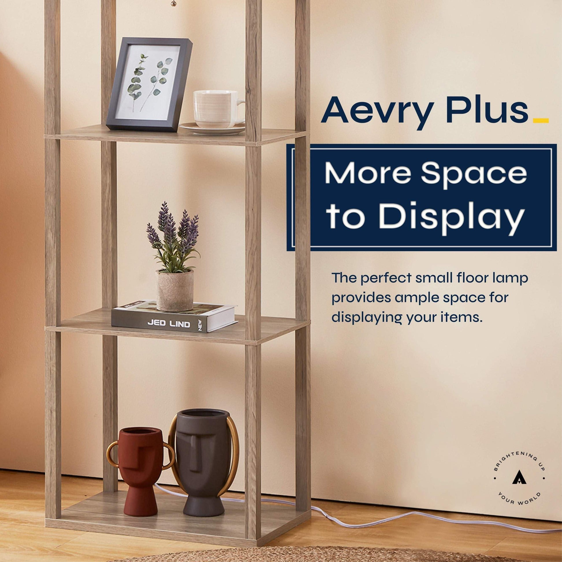 ATAMIN Avery Plus - 63" Floor Lamp with Shelves, LED Bulb Included
