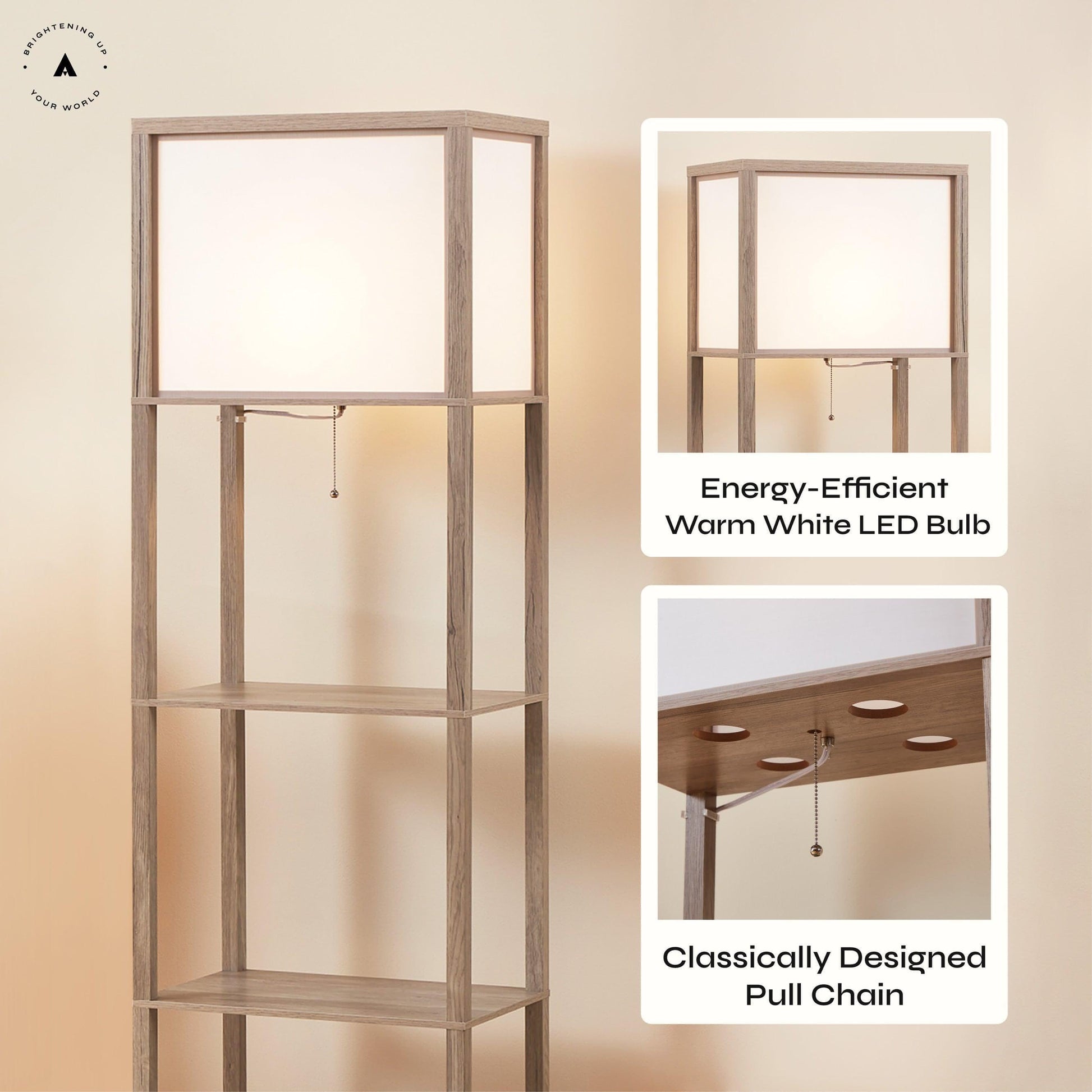 ATAMIN Avery Plus - 63" Floor Lamp with Shelves, LED Bulb Included