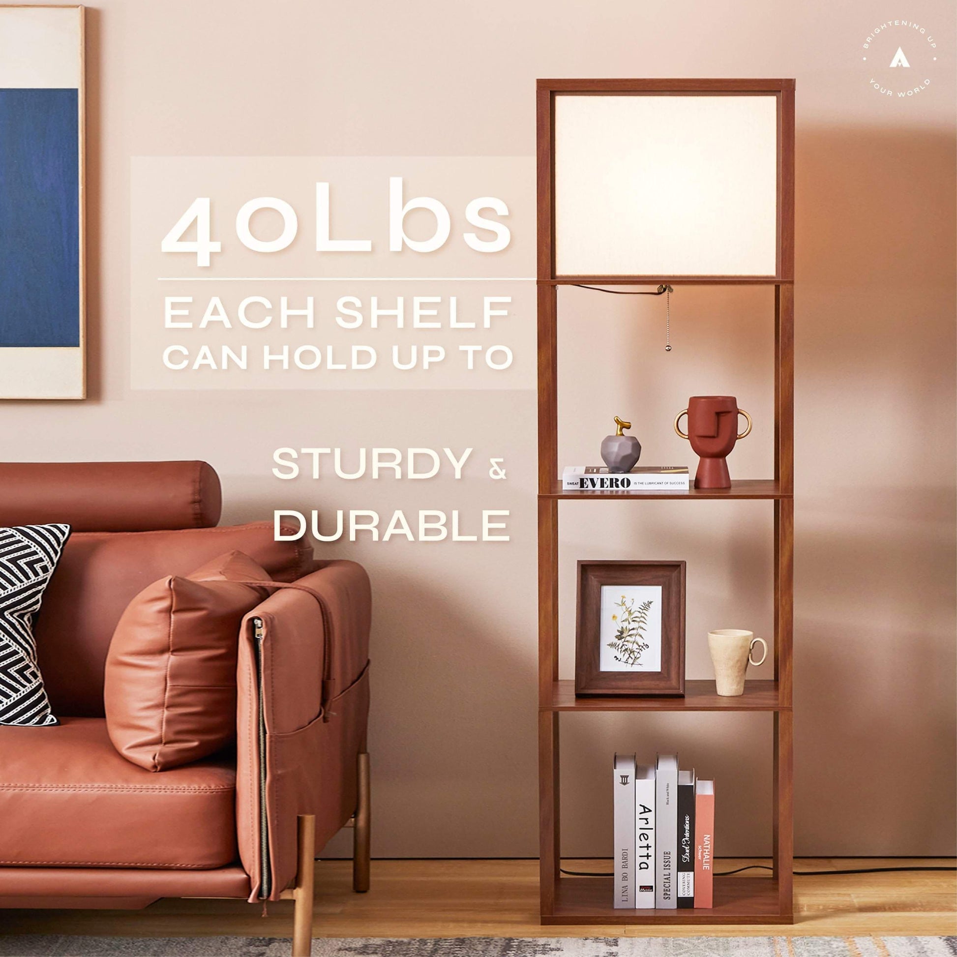 ATAMIN Avery Plus - 63" Floor Lamp with Shelves, LED Bulb Included