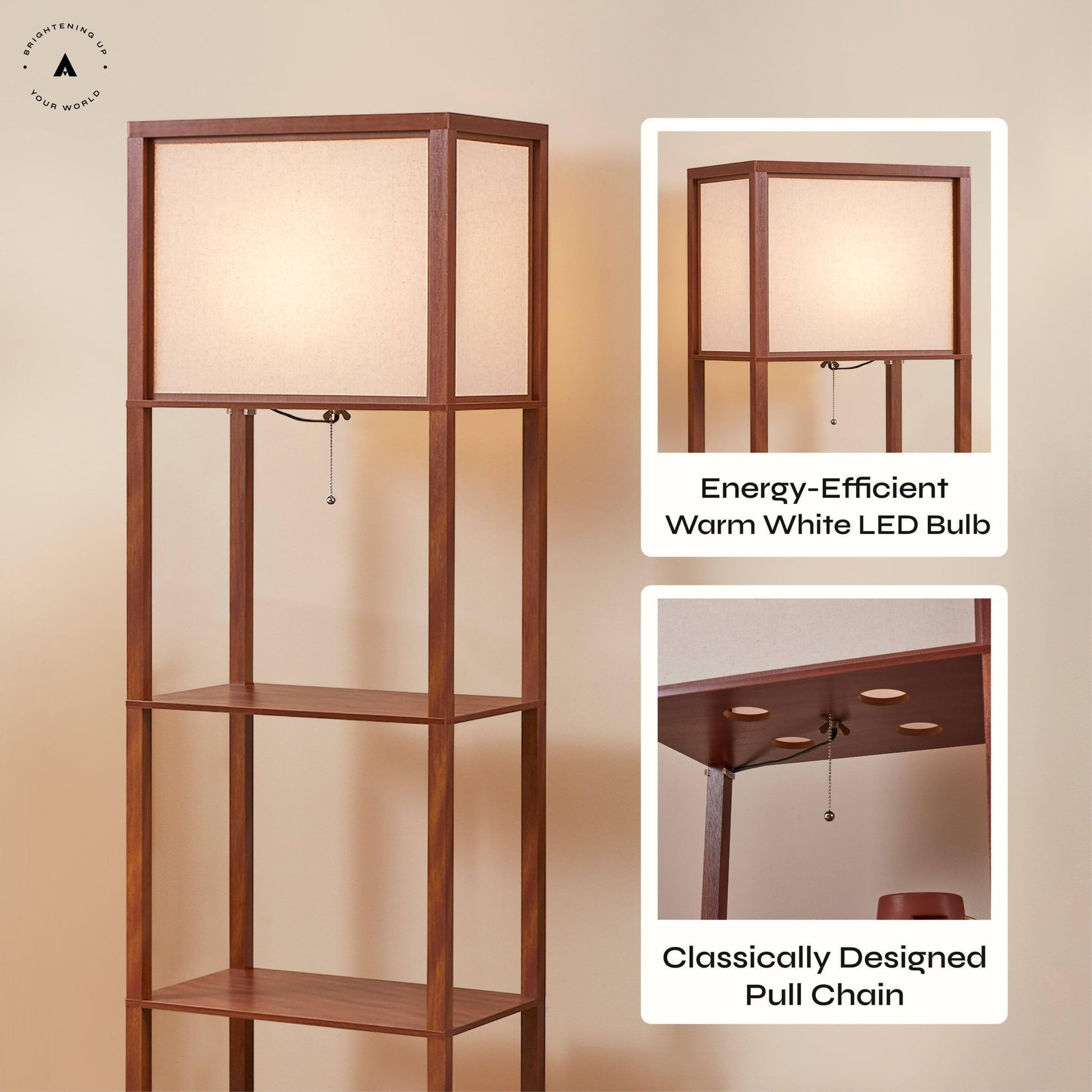 ATAMIN Avery Plus - 63" Floor Lamp with Shelves, LED Bulb Included