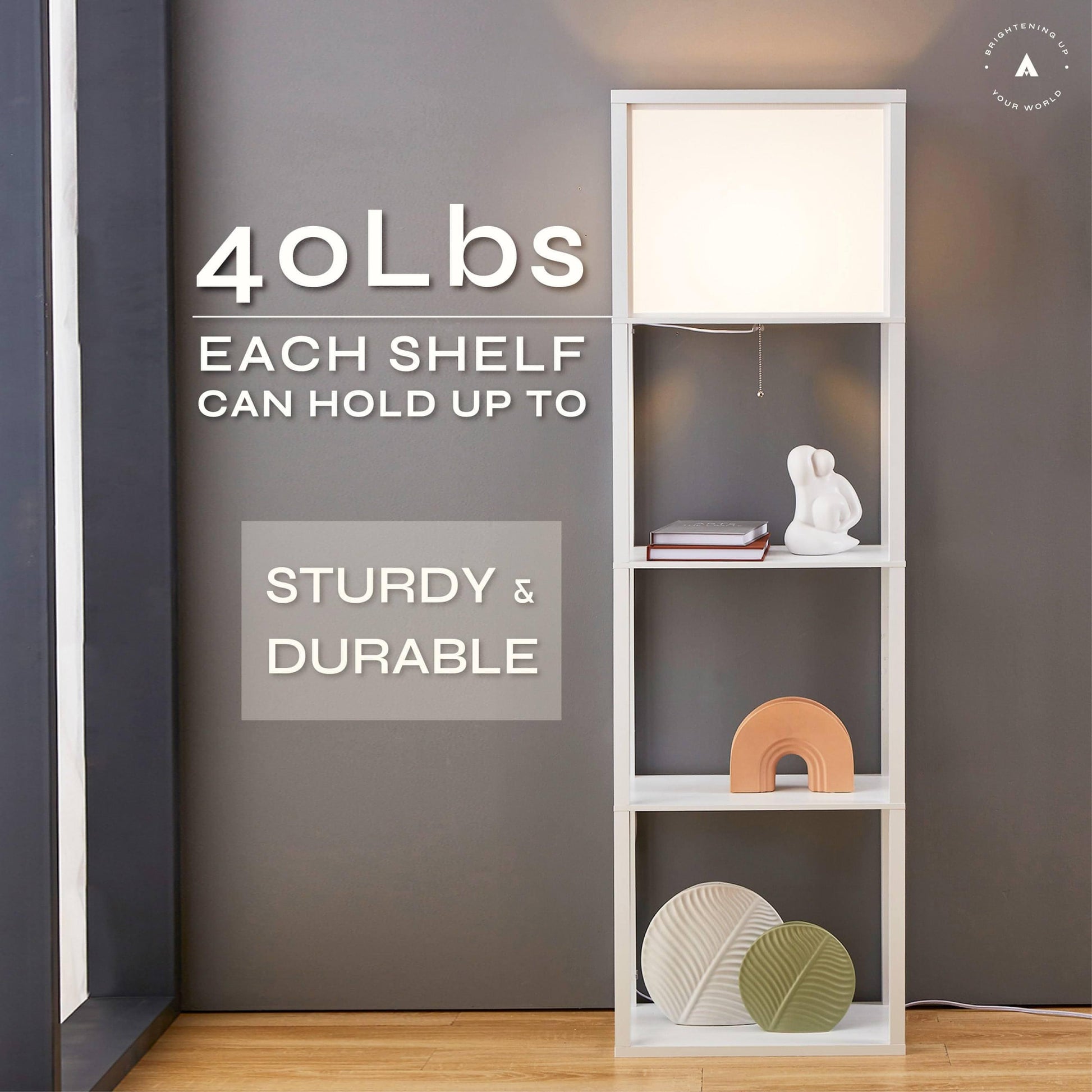 ATAMIN Avery Plus - 63" Floor Lamp with Shelves, LED Bulb Included