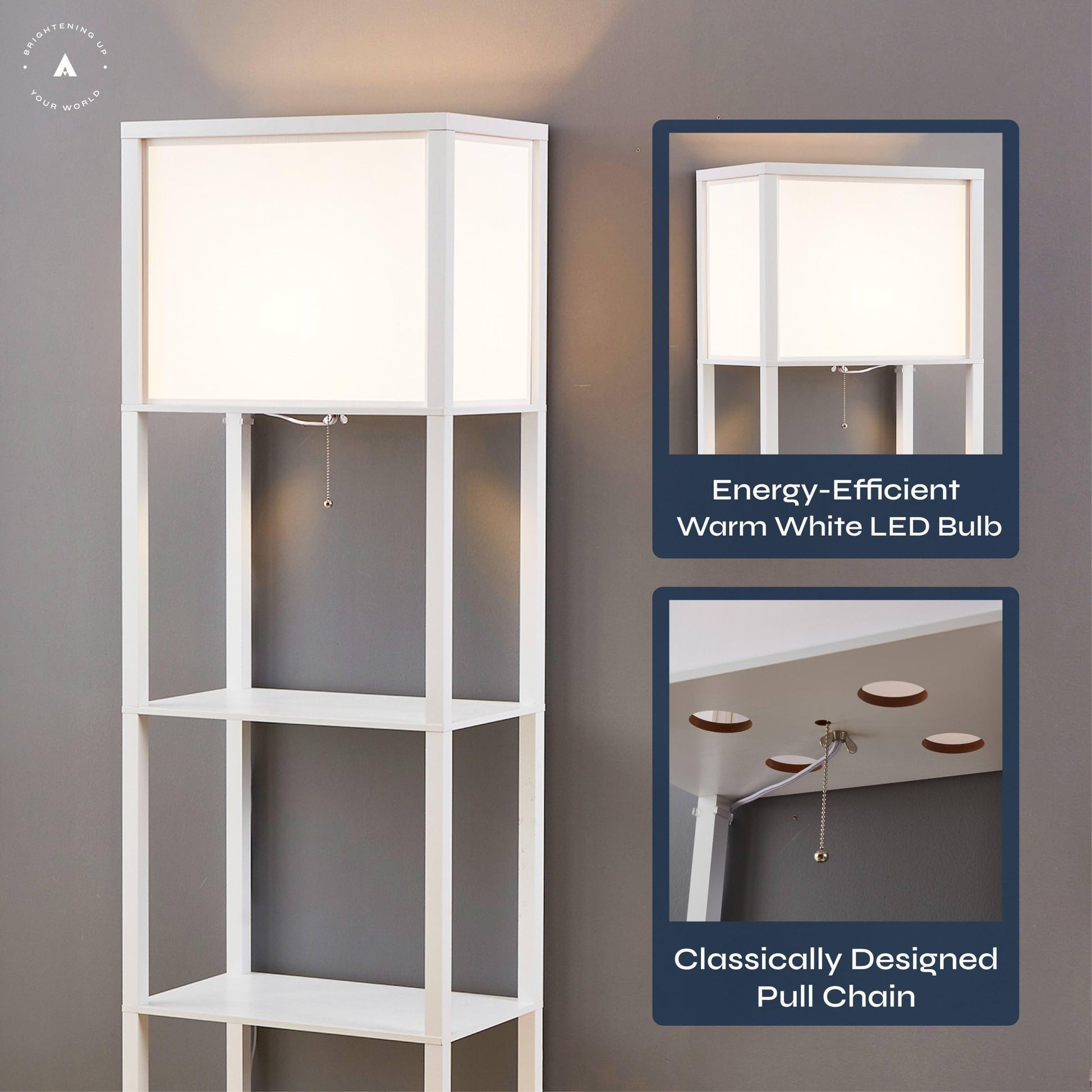 ATAMIN Avery Plus - 63" Floor Lamp with Shelves, LED Bulb Included