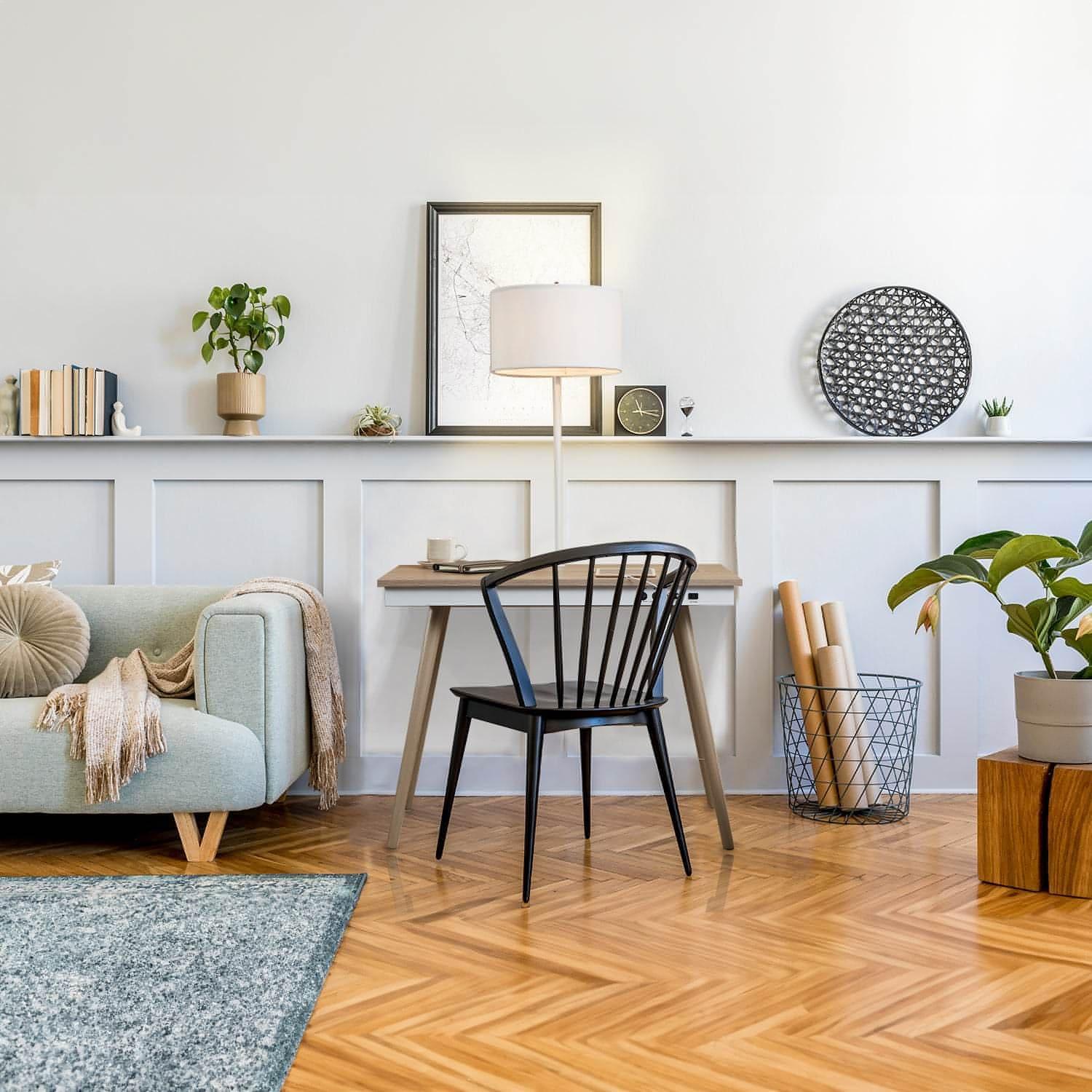 work desk for small spaces with lamp