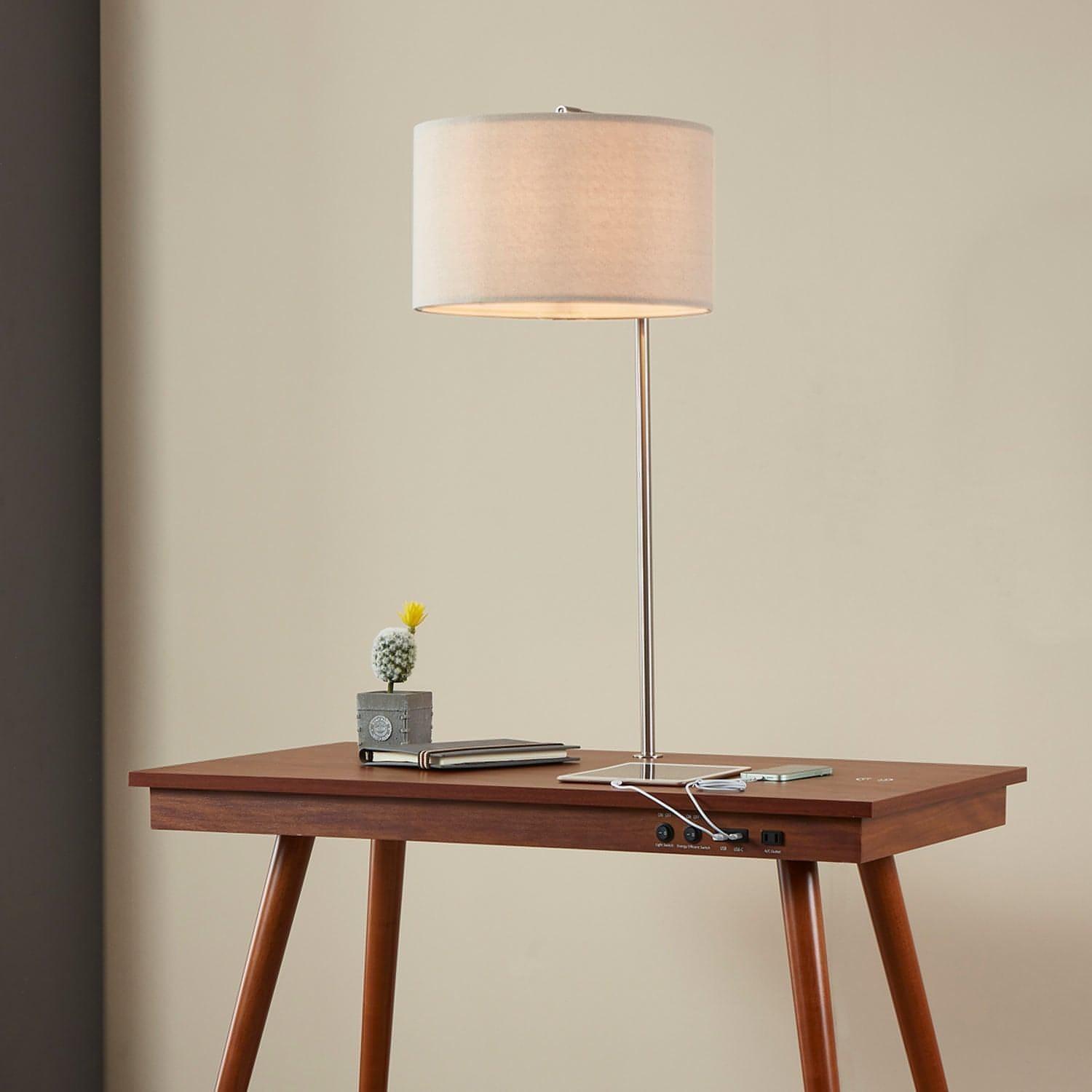 mid-century styled desk with usb port