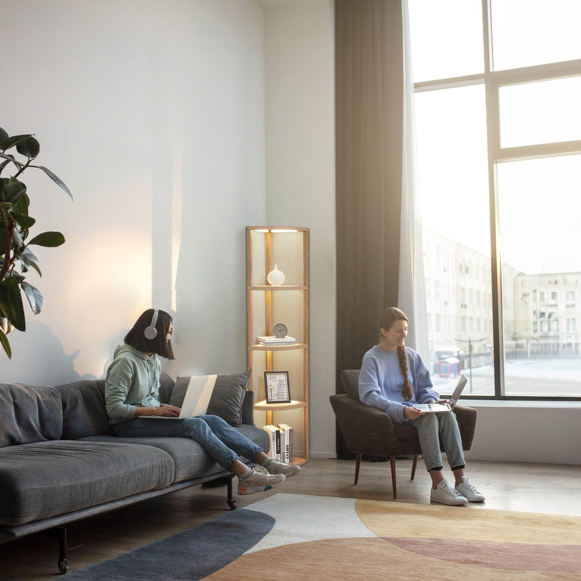 Illuminated Corner Bookcase