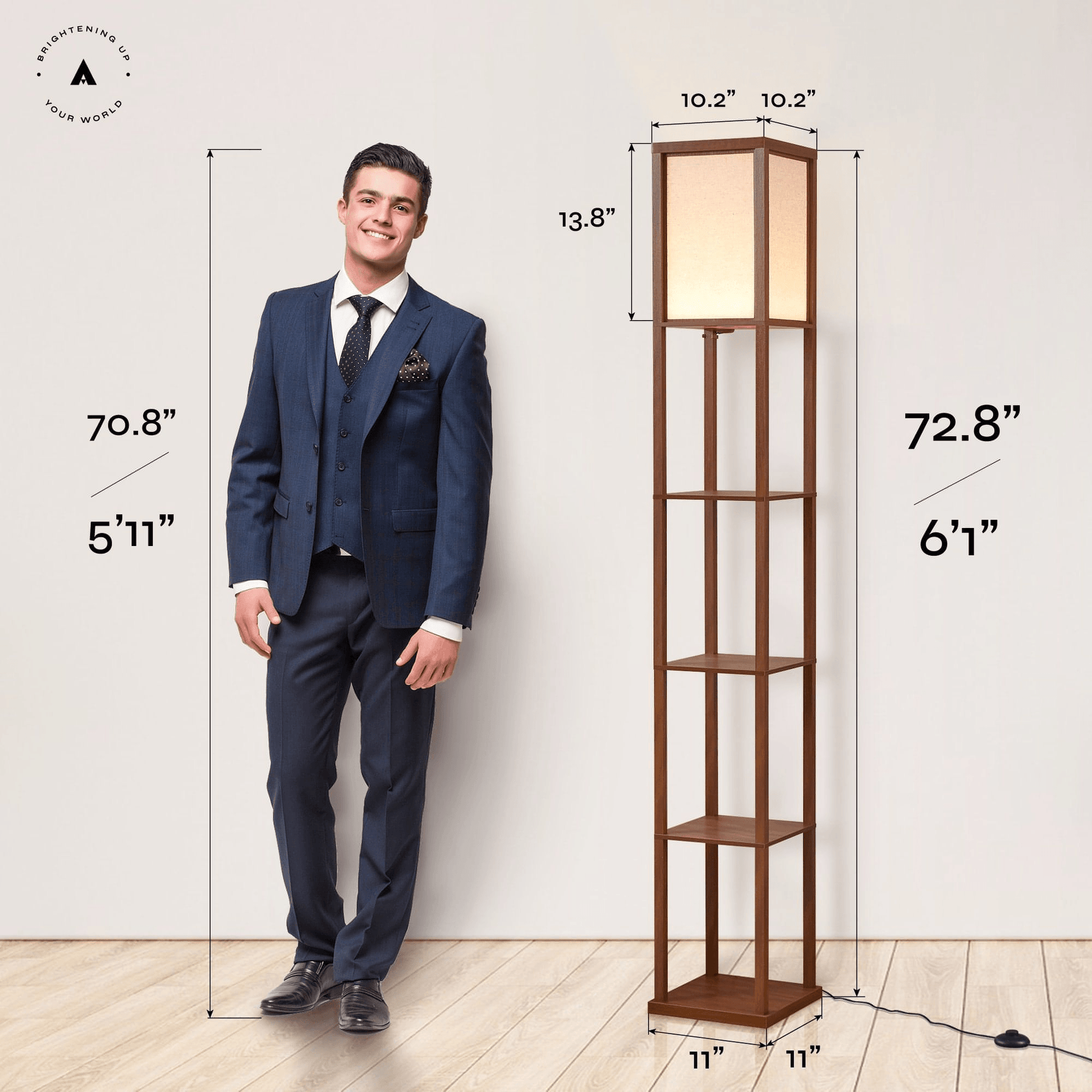 ATAMIN Alvin Dimmable Floor Lamp With Shelves & Integrated LED Lighting