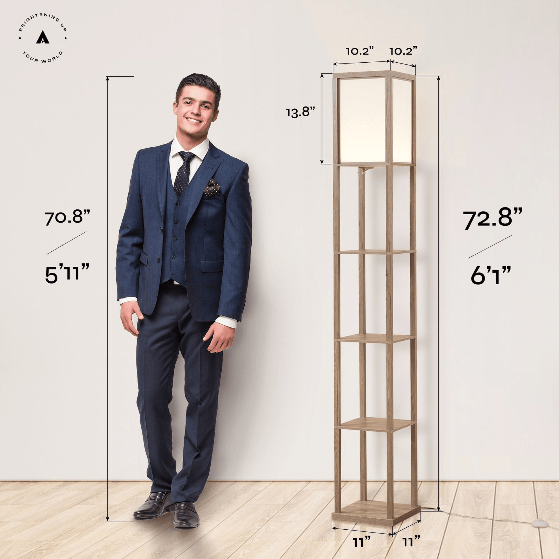 ATAMIN Alvin Dimmable Floor Lamp With Shelves & Integrated LED Lighting