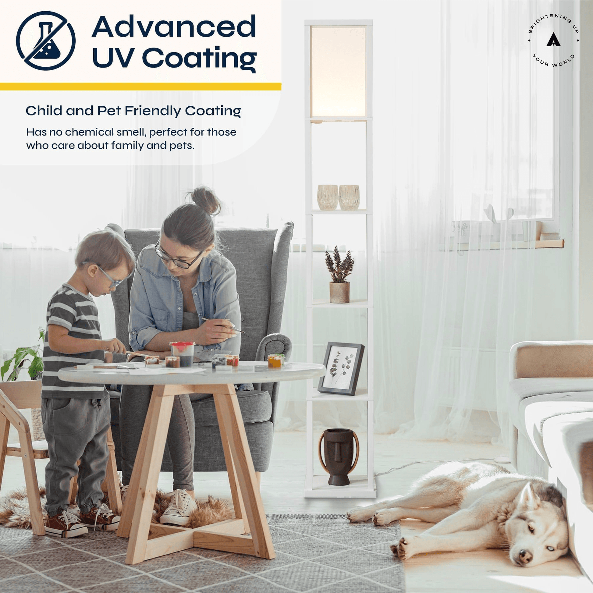 ATAMIN Alvin Dimmable Floor Lamp With Shelves & Integrated LED Lighting