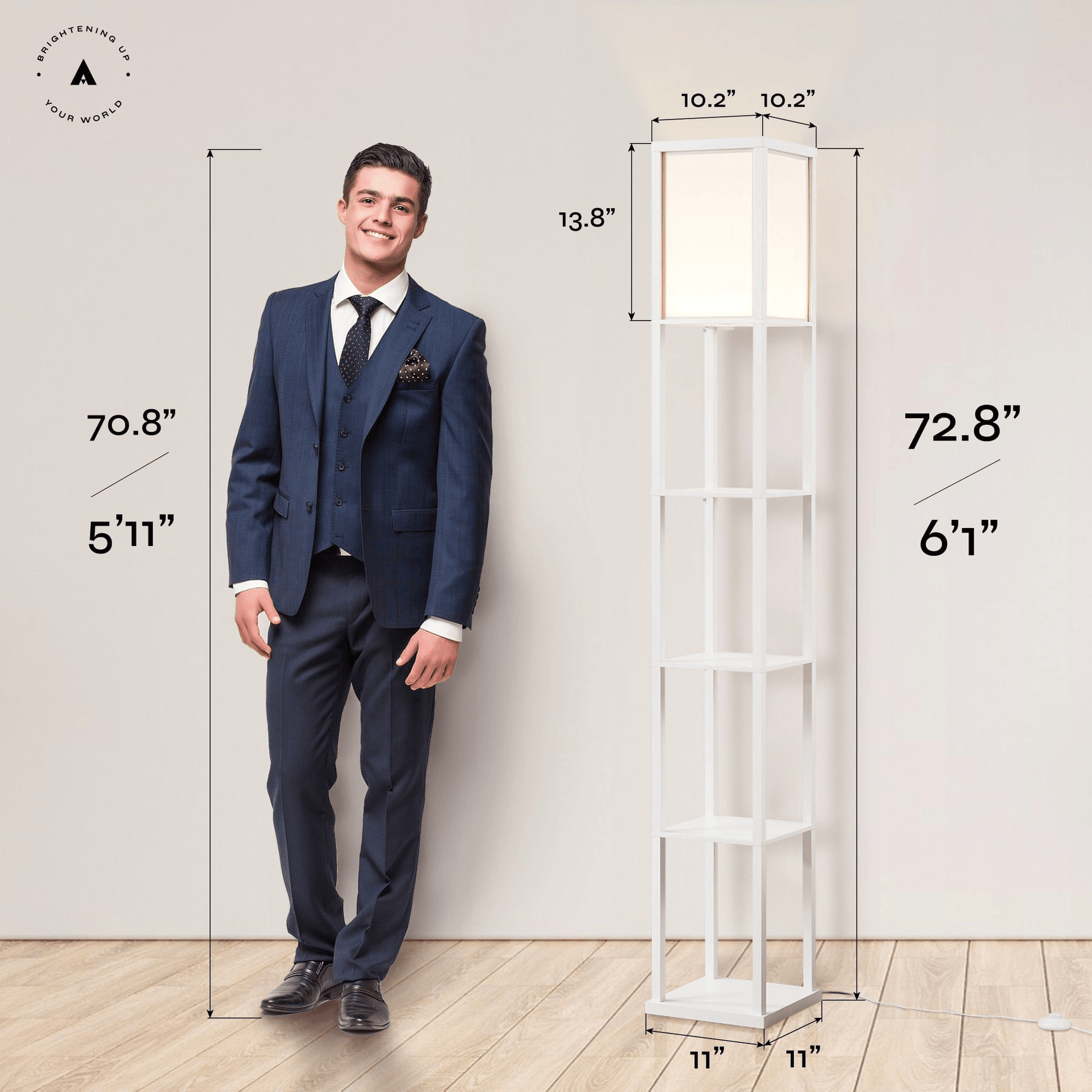 ATAMIN Alvin Dimmable Floor Lamp With Shelves & Integrated LED Lighting