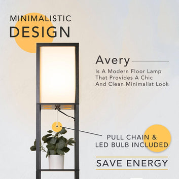 ATAMIN Avery 63" Modern LED Floor Lamp with Display Shelves