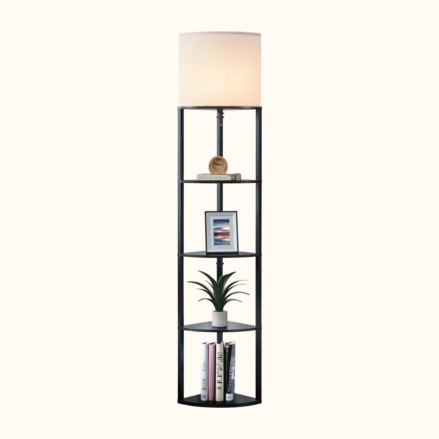 ATAMIN Alvis Edge - 72" Corner Floor Lamp with Shelves