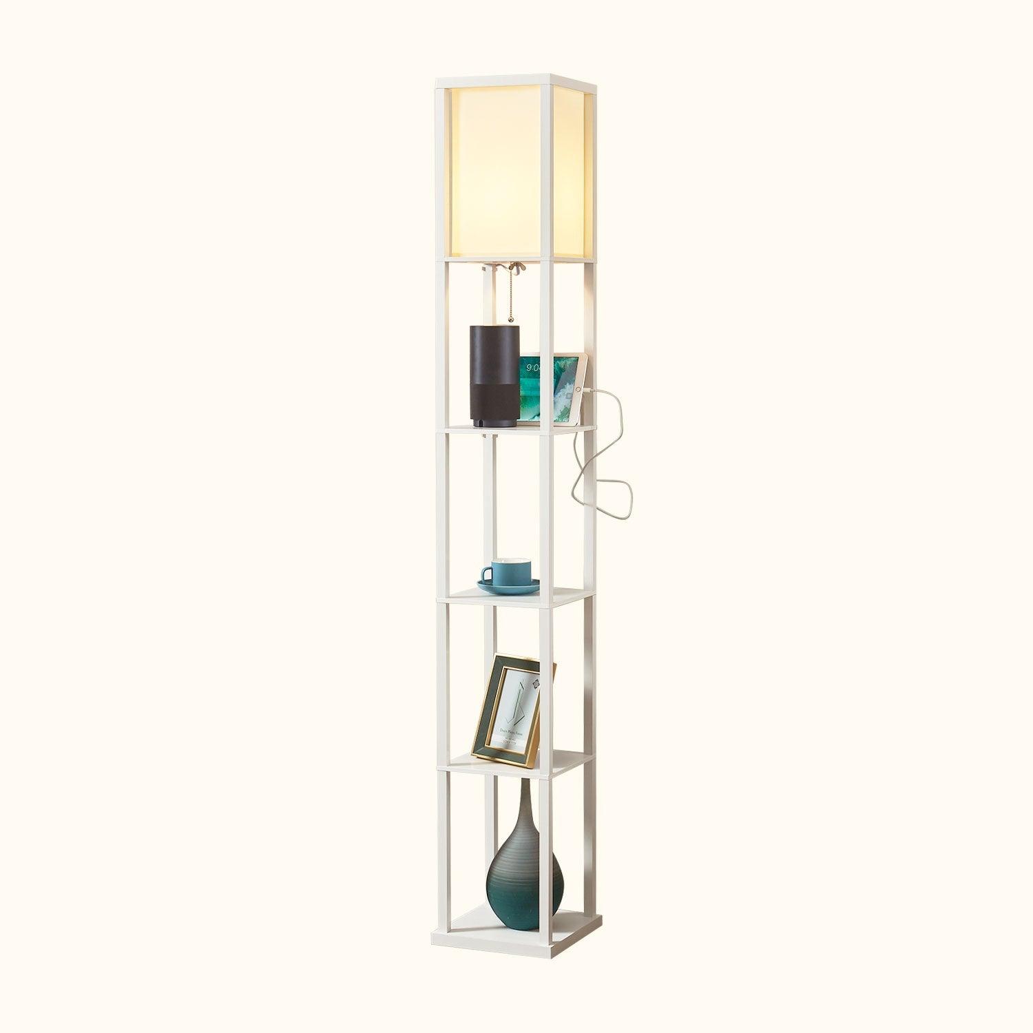 ATAMIN Avery Advanced 72" Floor Lamp With Shelves & USB-C Charging Station