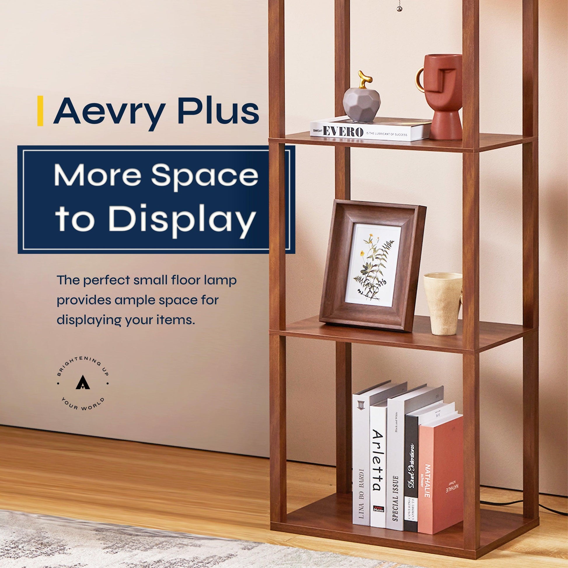 ATAMIN Avery Plus - 63" Floor Lamp with Shelves, LED Bulb Included