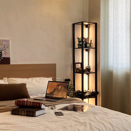 Display shelf and nightstand with night-mode lighting
