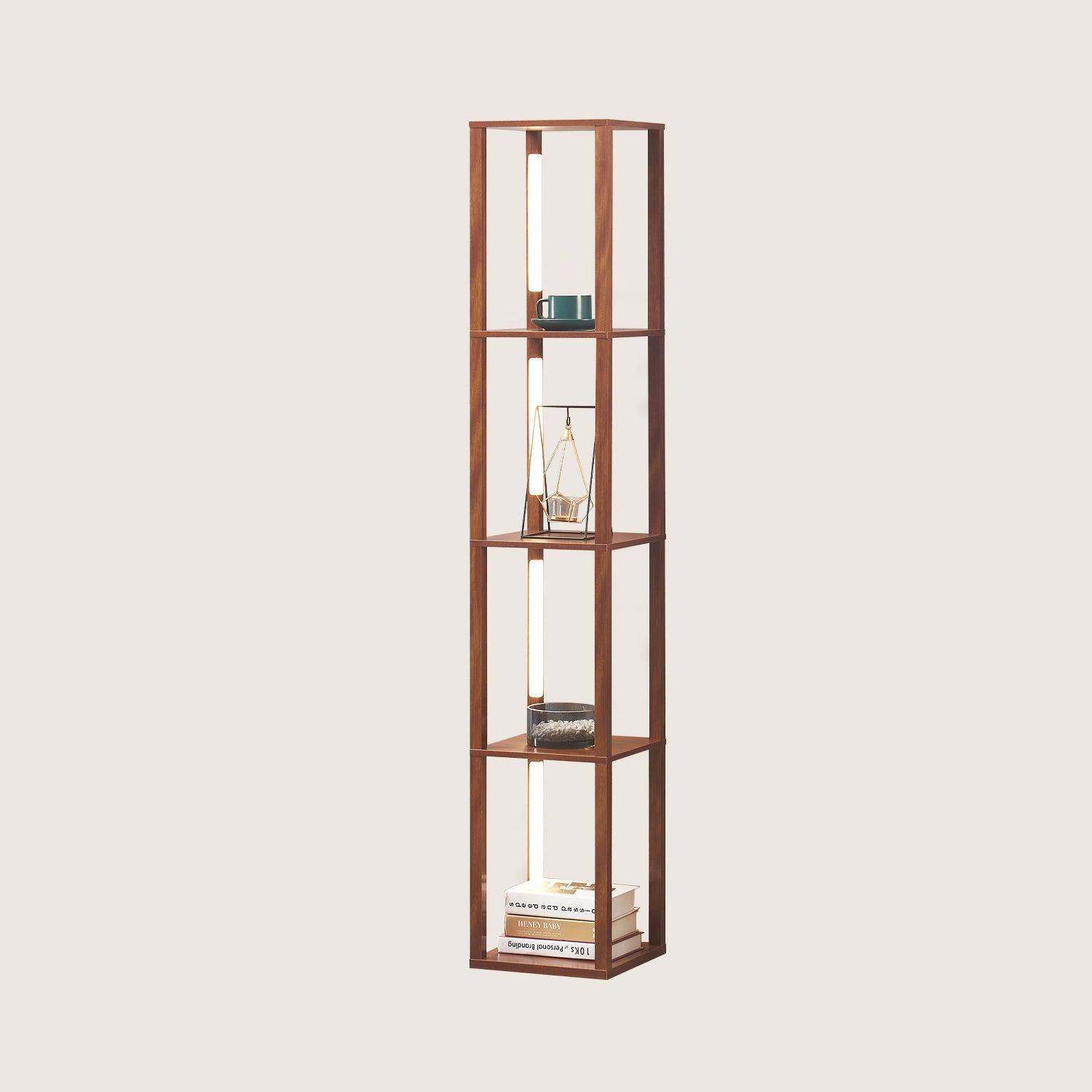 Rustic multi-tier display cabinet with lighting