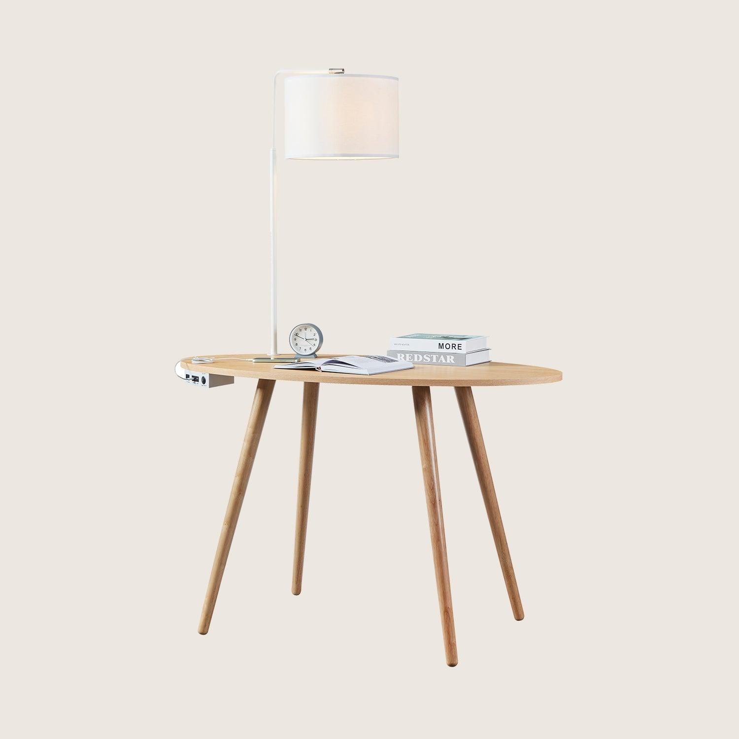 mid-century desk with charging