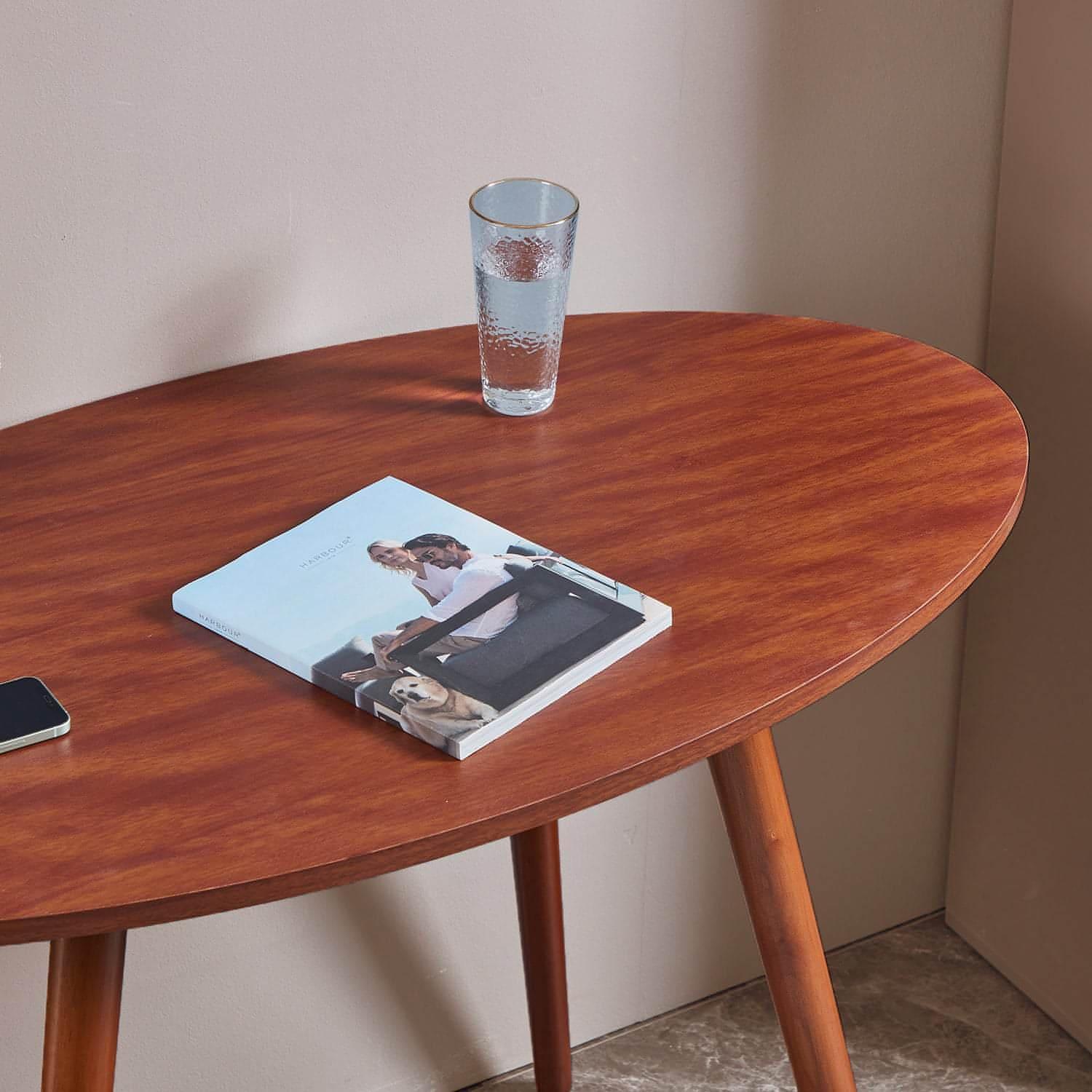 mahogany work desk with wireless charging 