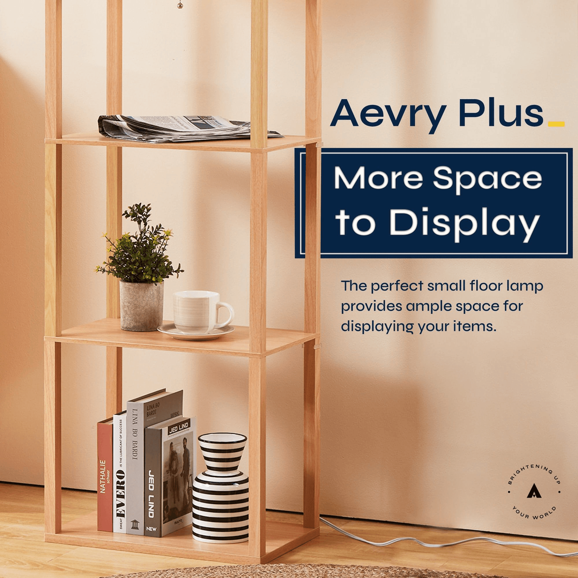 ATAMIN Avery Plus - 63" Floor Lamp with Shelves, LED Bulb Included
