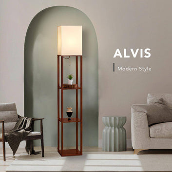 ATAMIN Alvis Minimalistic LED Floor Lamp with Display Shelves