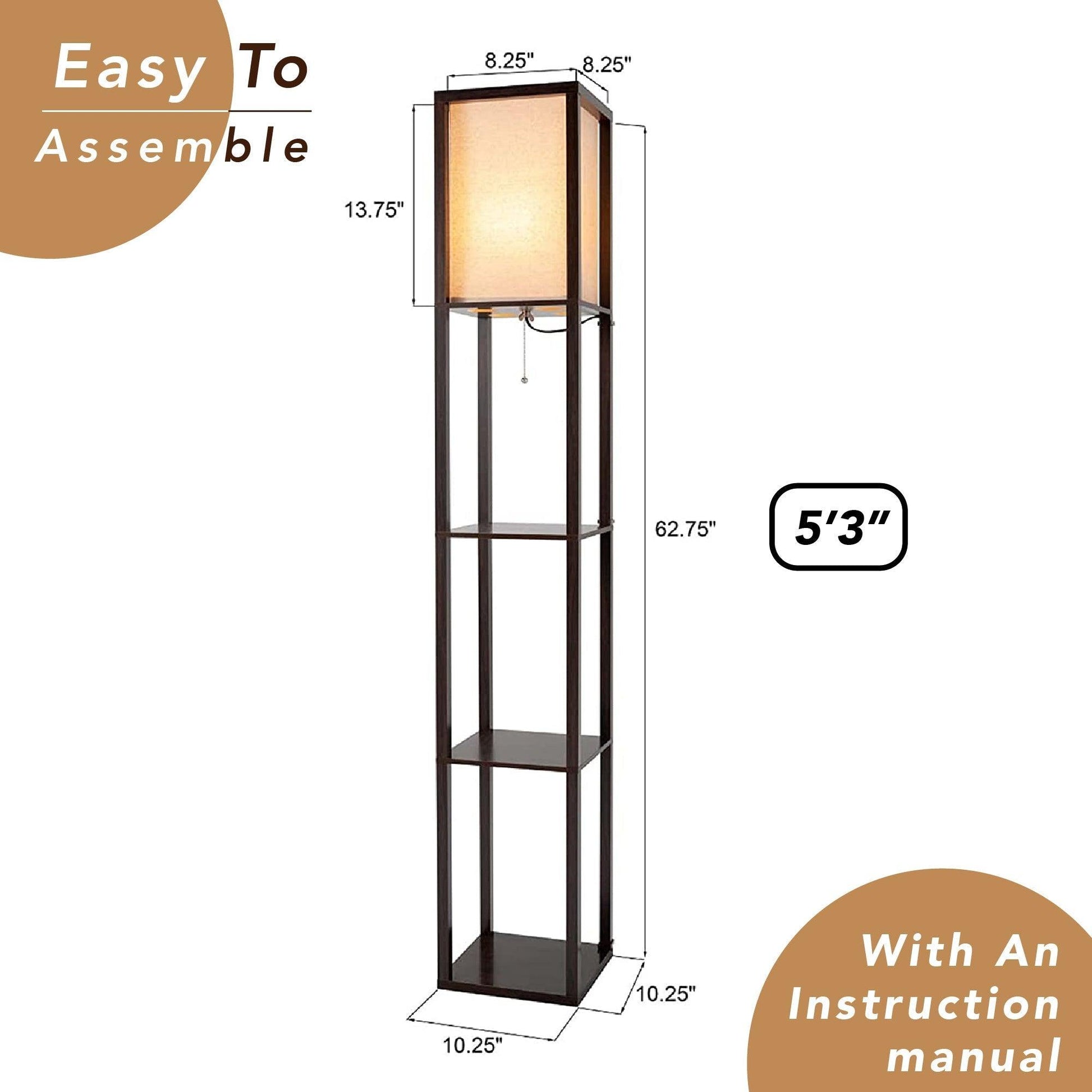 ATAMIN Avery 63" Modern LED Floor Lamp with Display Shelves
