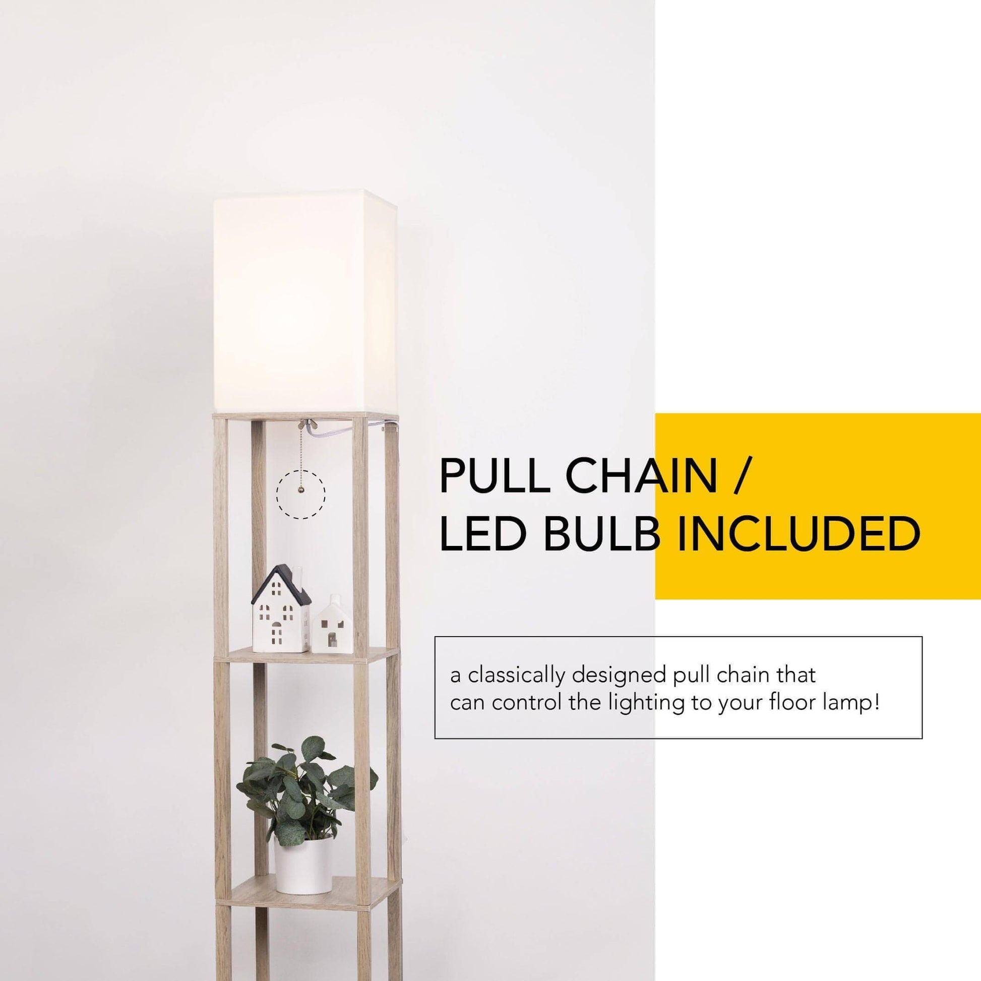 Alvis Minimalistic LED Floor Lamp with Display Shelves - FENLO